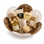 BasketRoot Flower-Shaped Handwoven Dual-Tone Rafiya Gift Hamper Platter