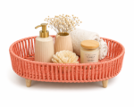 BasketRoot Round Handwoven Vanity Tray with Elegant Wooden Legs - Image 3
