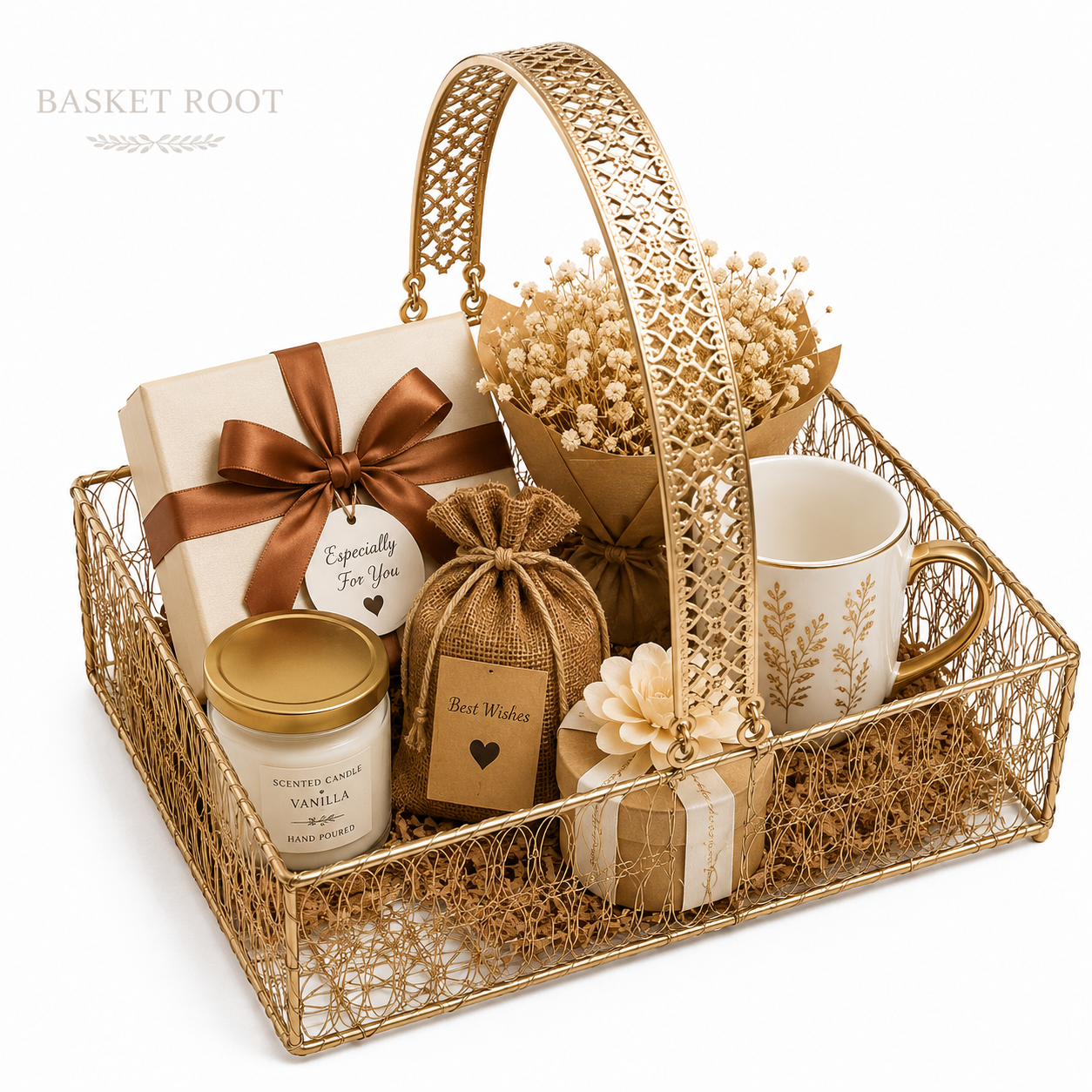 ChatGPT Image Jun 26, 2026, 03_47_35 PM BasketRoot Premium Rectangular Gold-Plated Metal Wire Mesh Hamper Basket with Intricate Cutwork Handle - Image 1