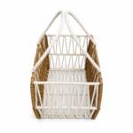BasketRoot Boat-Shaped Geometric Open-Weave Rafiya Gift Basket with White Rope Handles - Image 2