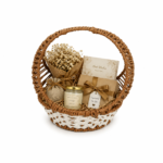 BasketRoot Deep Rectangular Block-Matrix Handwoven Rafiya Basket with Integrated Dual Handles