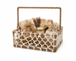 BasketRoot Rectangular Earth-Tone Lattice Gift Basket with Structured Overhead Handle