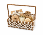 BasketRoot Rectangular Earth-Tone Lattice Gift Basket with Structured Overhead Handle - Image 2