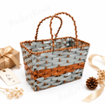 BasketRoot Handwoven Metal & Premium Rafiya Gift Hamper Basket with Handles