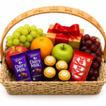 Basket Root Premium Cane Arch Gift Basket | Luxury Fruit & Chocolate Rectangular Hamper with Single Handle for Festive & Corporate Gifting