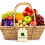 Basket Root Premium Rustic Handwoven Gift Basket | Luxury Fruit & Chocolate Jute Hamper with Dual Braided Handles for All Occasions
