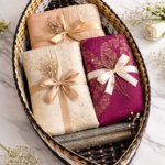 Basket Root Handcrafted Nao-Shaped Plastic & Metal Trousseau Tray Basket (Black, Golden-Brown & White)